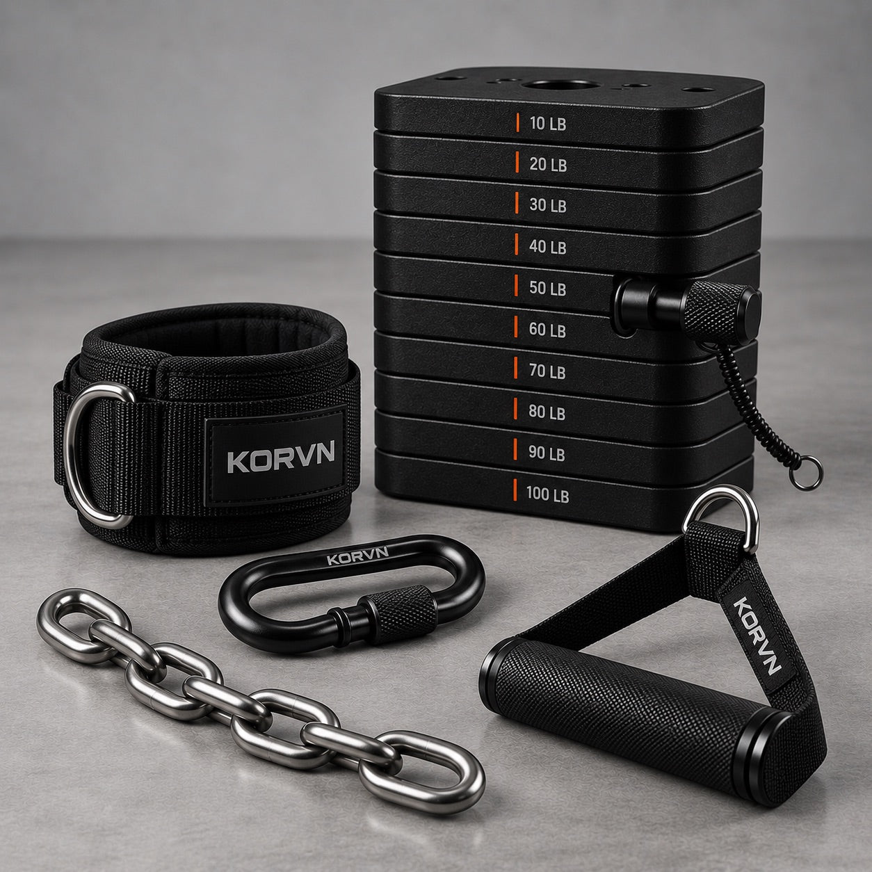 KORVN weight stack accessory set